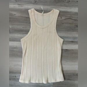 Anthropologie Medium Cream Sweater tank chest is 15, length is 25 vert stretchy